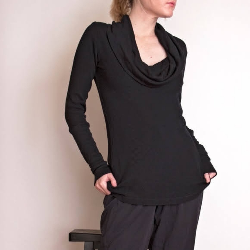 NWOT SPLENDID Thermal Waffle-Knit Cowl Neck Top